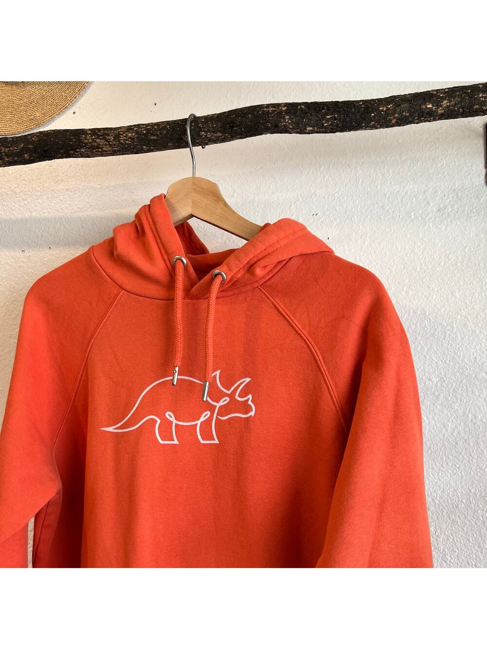 Organic Cotton Try Guys Orange Dinosaur Hooded Sweatshirt Size Small Unisex